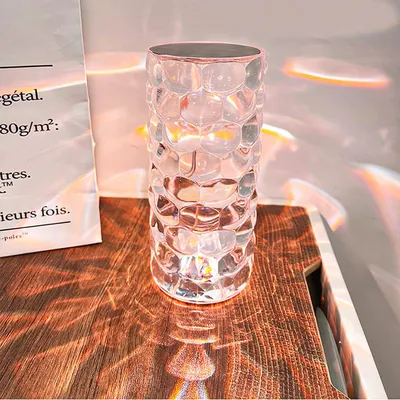 Produktbild von Kristall Diamant Tischlampe, 16 Farben RGB wiederaufladbare Touch-Control Nachttischlampe mit Fernbedienung,Muster B
