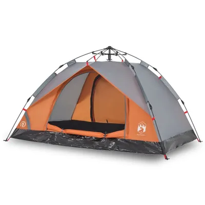 Produktbild von Kuppel-Campingzelt 2 Personen Grau und Orange Quick Release