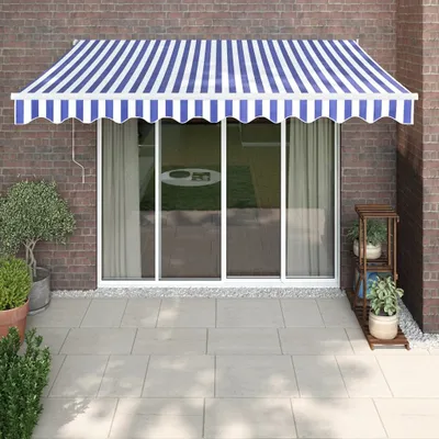 Immagine prodotto di The Living Store Tenda elettrica a manovella blu e bianca 3x2,5 m