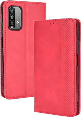 Produktbild von Xiaomi Redmi 9T Hülle - Coverup Vintage Style Klapphülle - Rot