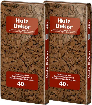 Produktbild von Universal Holzdekor Braun, 2 x 40L, Mulch, Rindenmulch, Bodenabdeckung, schütz vor Hitze, Austrocknen und Kälte