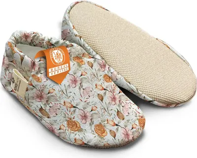 Produktbild von Kokopatik Organische Baumwolle Baby Hausschuhe rutschfest Neugeborene BohoBlumen