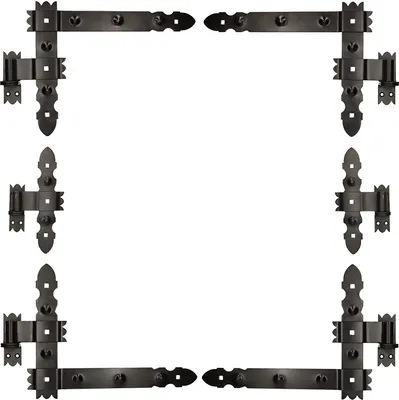 Obrázek produktu pro KOTARBAU® úhlový závěs pro dveře a okenice s háčkem Ocel černá dekorativní 400 X 300 mm Sada 6 ks