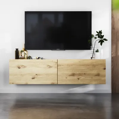 Produktbild von Hängende TV-Schrank Enjoy Fernsehschrank Zweitürig Hängend Modern Lindner Möbel 120cm x 30cm x 35cm Farbe: Eiche artisan matt - Eiche artisan matt