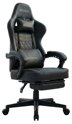 Zdjęcie produktu dla Krzesło gamingowe z sprężynami kieszeniowymi, ergonomiczne krzesło biurowe z podnóżkiem, kolor czarny