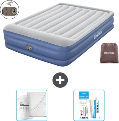 Produktbild von Bestway Luftmatratze - 2-Personen - 152 x 203 x 46 cm - Grau/Blau - Inklusive Zubehör