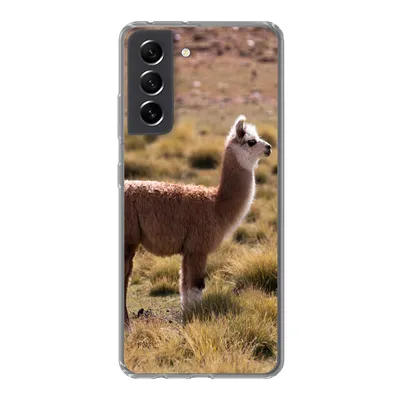 Produktbild von MuchoWow® Handyhülle Schutzhülle Hülle für Samsung Galaxy S21 FE Alpaka - Braun - Natur Silikon Softcase Handy Hülle - Mobiltelefonhülle