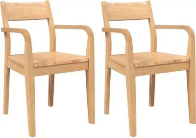 Image de vidaXL Chaises de salle à manger 2 pcs. Nature bois massif hévéa