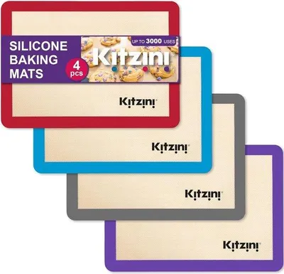 Obrázek produktu pro Silikonová podložka na pečení a pizzu, bez BPA, snadno se čistí, 4dílná