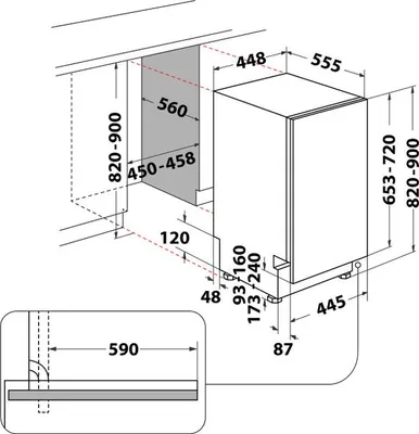 Zdjęcie produktu dla Zmywarka Whirlpool WH6IC11BS7LA0, do zabudowy, C, szerokość 45 cm, 9 kompletów naczyń, czarna