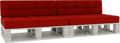 Image de Coussin pour palette, Coussin d'assise dossier piqué PFG 2xSet (Coussin d'assise 120x80 +Dossier 120x40), Rouge)