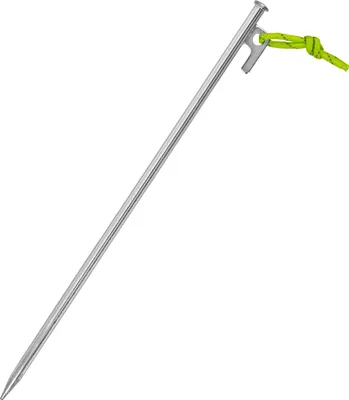 Produktbild von Zelthering 1 Stk. 40 cm mit P-Haken und einem Stück fluoreszierender Leine - stabiler Hering aus verzinktem Stahl, 9 mm Ø, für harten Boden, Camping, Vorzelte, Zelte, Pavillons