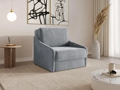 Produktbild von MOEBLO Schlafsessel FLY 80 – Sofa Sessel Jugendsofa Schlafsofa 1-Sitzer Gästebett mit Schlaffunktion und Bettkasten - Grau (Vibe 95)