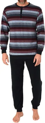 Immagine prodotto di Pigiama da uomo Normann in spugna con polsini a righe - anche in versione plus size ; rosso1 , 48