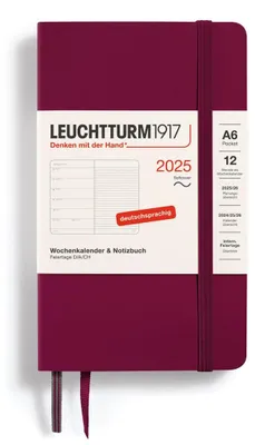Obrázok produktu pre LEUCHTTURM1917, týždenný kalendár a zápisník Pocket (A6), rok 2025, brožovaná väzba