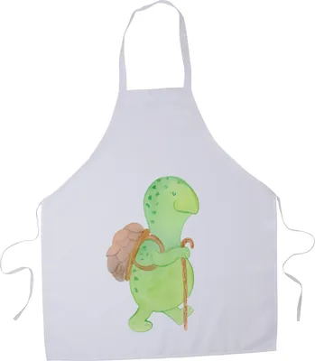 Produktbild von Mr. & Mrs. Panda Küchenschürze Schildkröte Wanderer - Weiß - Geschenk, Kochschürze, Küchenzubehör, Grillschürze, Motivationsspruch, Schürze, Motivationssprüche, Entpannt