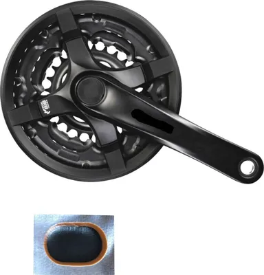 Produktbild von Angebot-Set / Shimano Kurbelgarnitur FC-TY501 Kettengarnitur KRG 24/34/42 Zähne Schwarz inkl.Schlauchflicken