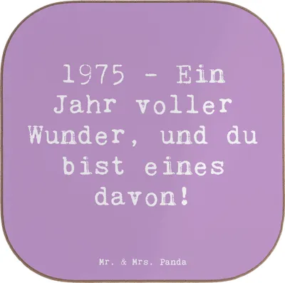 Produktbild von Mr. & Mrs. Panda unterleger Spruch 1975 Geburtstag Wunder - Lavendeltraum - Geschenk, Untersetzer für Gläser, Glückwunsch, besondere Menschen, Holzuntersetzer, feiern