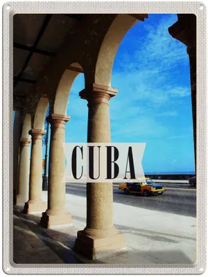 Produktbild von vianmo Blechschild 40x30 cm Cuba Karibik Straße Auto Gemälde Bildmotiv Reisemotiv Abenteuer Reisen Urlaub