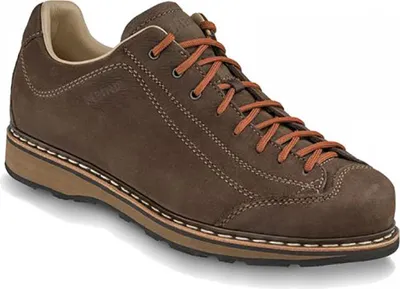 A single brown shoe is shown against a white background.