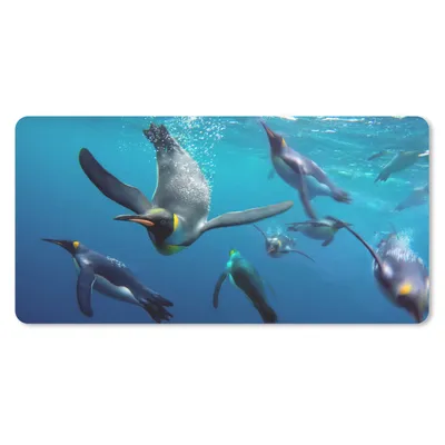 Produktbild von MuchoWow® Schreibtischunterlage Pinguine unter Wasser 80x40 cm - XXL Mauspad - Gaming Mauspad