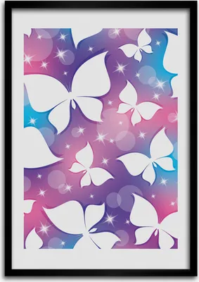 Produktbild von Bild - Bilderrahmen - 50 cm x 70 cm - MDF - Rahmen - Wandkunst Schmetterlinge