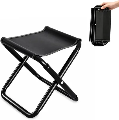 Imagen del producto de Taburete plegable para camping, con capacidad de hasta 200 kg, ideal para actividades al aire libre, dimensiones: 30 cm