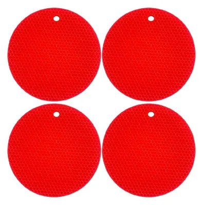 Produktbild von Silikon Untersetzer 4er-Set Rot Ø 18 cm hitzebeständig bis 240°C