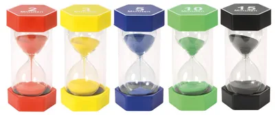 Immagine prodotto di EDUPLAY 120487 Set di clessidre giganti da 2, 3, 5, 10 e 15 minuti, multicolore (1 set)