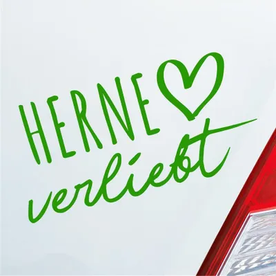 Produktbild von Auto Aufkleber Herne verliebt Herz Stadt Heimat Liebe Car 19x10 cm Hellgrün Sticker Heckscheibenaufkleber