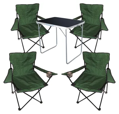 Produktbild von 5-tlg Camping Set Gartenmöbel Campingtisch + 4xCampingstuhl Klappstuhl