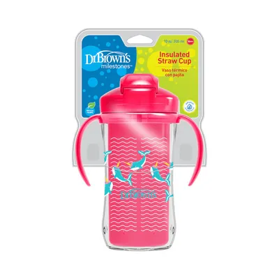 Produktbild von Dr.Browns Thermobecher mit Strohhalm Strohhalmbecher, 300ml, rosa