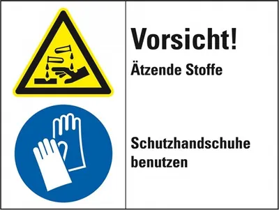 Produktbild von Dreifke® Aufkleber I Kombischild Vorsicht! Ätzende Stoffe..., Folie, 200x150m...