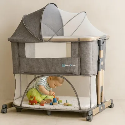 Image de Lit bébé - Berceau - Lit d'appoint - Parc pour bébé - Lit pour enfant - Hauteur réglable de 65 à 84 cm