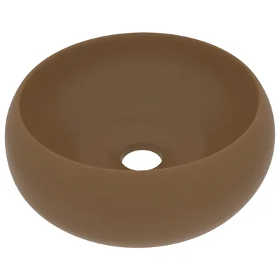 Zdjęcie produktu dla vidaXL Luksusowa okrągła umywalka kremowa matowa 40x15 cm ceramiczna