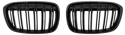 Imagen del producto de Rejilla delantera para SUV BMW X1 F48, modelo anterior a la actualización (pre-LCI), años 2015-2019, diseño "M" doble, color  brillante.