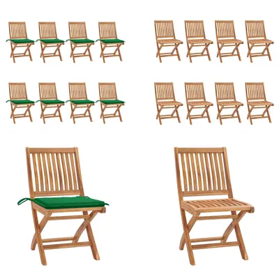 Produktbild von vidaXL Klappbare Gartenstühle mit Kissen 8 Stk. Massivholz Teak - Gartenstuhl - Gartenstühle - Holzstuhl - Holzstühle