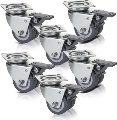 Produktbild von Strandkorb Hanse Strandkorbrollen mit Bremse, 6er Set Doppelrollen, 400 kg Tragkraft, Lenkrollen, Transportrollen, Möbelrollen rasengeeignet