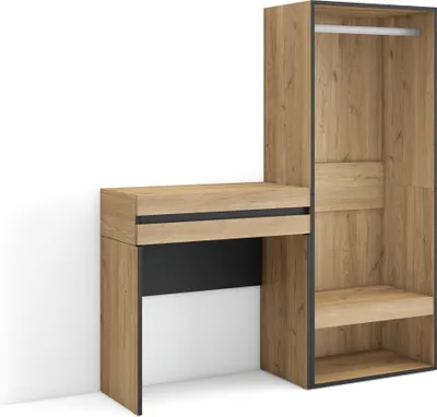 Immagine prodotto di COZY Consolle Ingresso, 130x35x145cm, Con cassetto, Armadio Aperto, Rovere