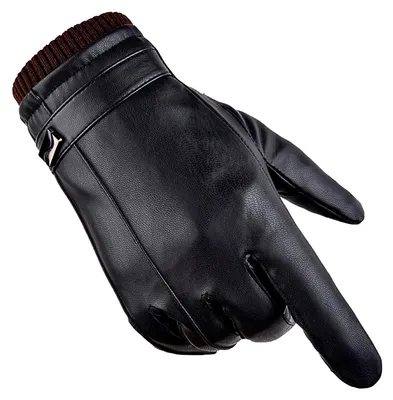 Productafbeelding van Winterhandschoenen PolyurethanLeer - Touchscreen Warme Fleece Winddicht Zwart Maat L