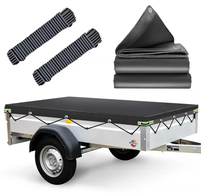 Produktbild von Anhängerplane Flachplane 207.5x114x10cm Wasserfest mit 7m Planenseil für 201x108cm Anhänger 750kg Schwarz