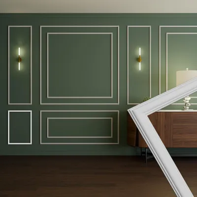 Produktbild von HEXIM Stuckleisten Wandrahmen Sets HDPS weiß - Auswahl an Größen für Wand, Decke, Bilder & Spiegel - Zur Anwendung an Wandflächen mit hoher gestalterischer Wirkung (RM16-A 60X42CM)