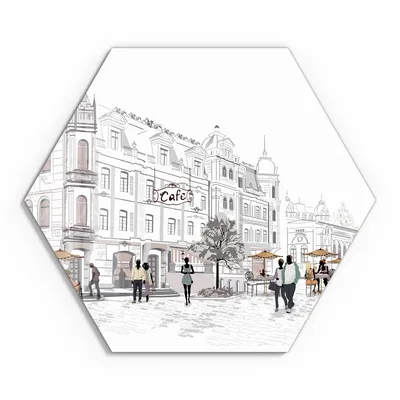 Produktbild von DEQORI Glasbild Echtglas 55x48 cm 'Innenstadt-Szene' Wandbild Bild modern Deko