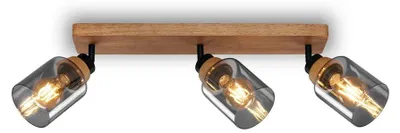 Immagine prodotto di Faretto, con legno, vetro fumé, 3xE27/max.10W
