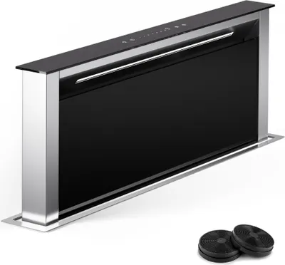 Image de Klarstein Hotte Aspirante 75 cm, Hottes de Cuisine 2 en 1 à Aspiration Descendante, Débit d'Air de 576 m³/h, 8 Modes de Ventilation, Eclairage LED, Tactile, Hotte Aspirante de Cuisine Silencieuse