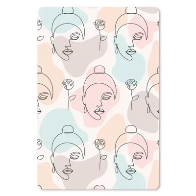 Produktbild von MuchoWow® Mauspad Mousepad Frau - Blumen - Strichzeichnung - Pastell - Muster 18x27 cm - Mousepads - Maus Mat - Pad - Mausunterlage