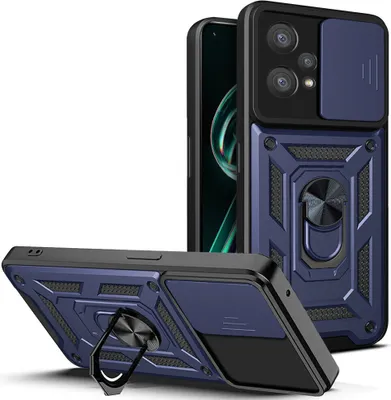 Produktbild von Realme 9 Pro+ Hülle mit Ring Ständer Halter Dia Kameraschutz TPU Bumper Silikon Schutzhülle für OPPO Realme 9 Pro+ Blau