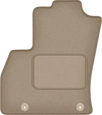 Produktbild von Fahrerfußmatte Velours beige passend für Fiat Qubo (2008-2020, kombivan 2 Personen) – mit Befestigungen – passgenau