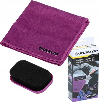 Zdjęcie produktu dla Zestaw do czyszczenia kokpitu Gąbka + ściereczka mikrofibry DUNLOP lawenda