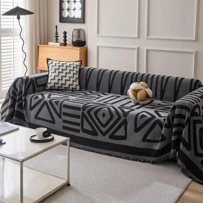 Immagine prodotto di Coperta decorativa per divano in pile, multifunzionale, con frange